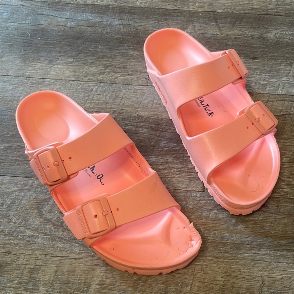 Birkenstock Arizona EVA Slide Sandals coral peach color
